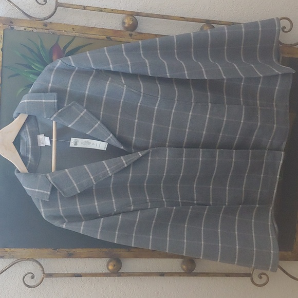 Chico's Plush Cape Jacket w/ Windowpane  Print - Picture 3 of 13